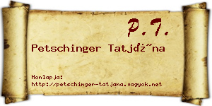 Petschinger Tatjána névjegykártya